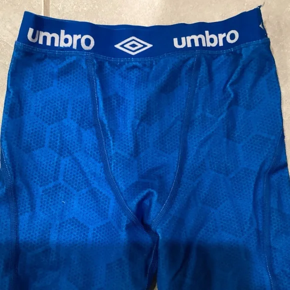 Umbro Compression Tights Boys Blue Stretch Training - Picture 7 of 7
